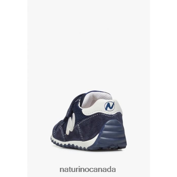 Kids SAMMY 2 VL. Z2N0TL493 Naturino Leather and Fabric Sneakers Navy