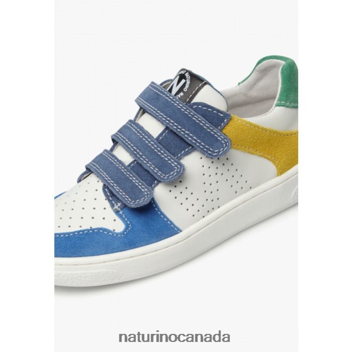 Kids THERAL VL. Z2N0TL374 Naturino Leather and Suede Sneakers White-Sky Blue