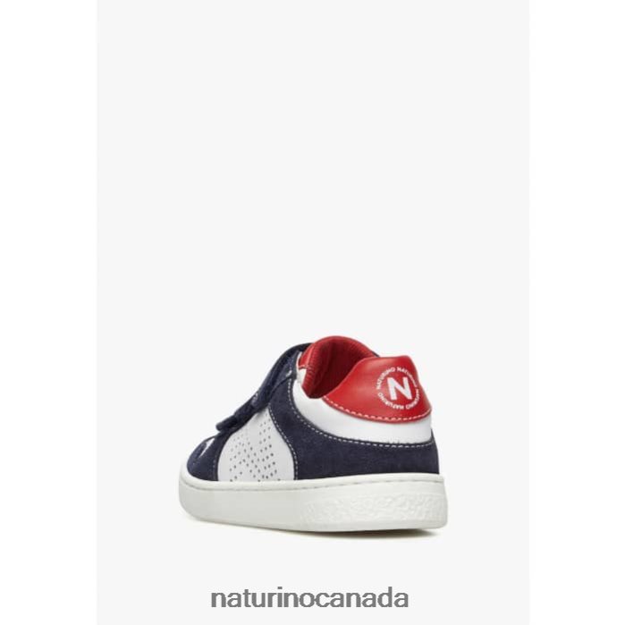 Kids THERAL VL. Z2N0TL462 Naturino Leather and Suede Sneakers White-Blue