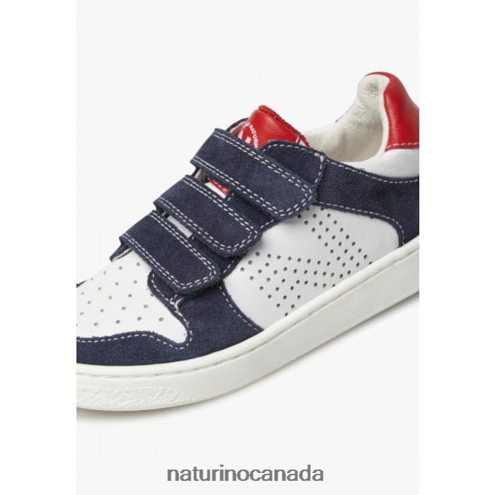 Kids THERAL VL. Z2N0TL462 Naturino Leather and Suede Sneakers White-Blue