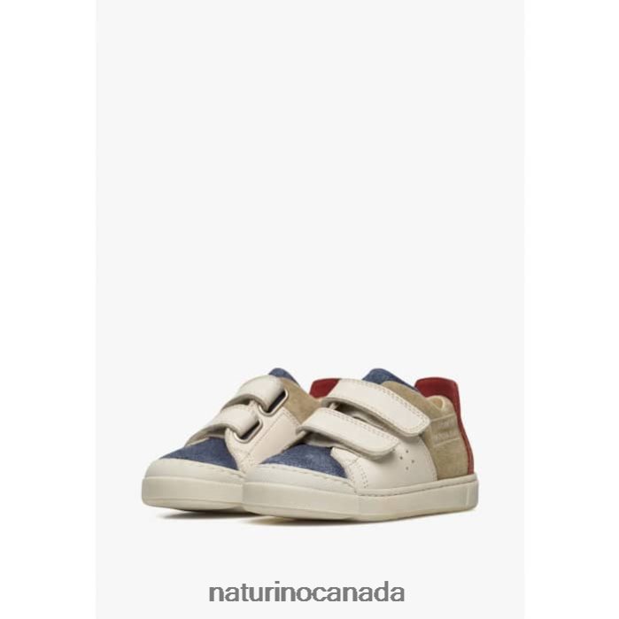 Kids TRAJAN VL Z2N0TL380 Naturino Leather and Suede Sneakers Blue-Dove Grey