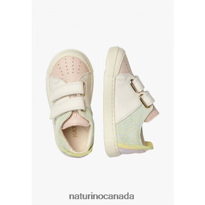 Kids TRAJAN VL Z2N0TL398 Naturino Leather and Suede Sneakers Pink-Cream