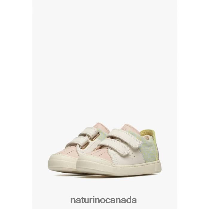 Kids TRAJAN VL Z2N0TL398 Naturino Leather and Suede Sneakers Pink-Cream