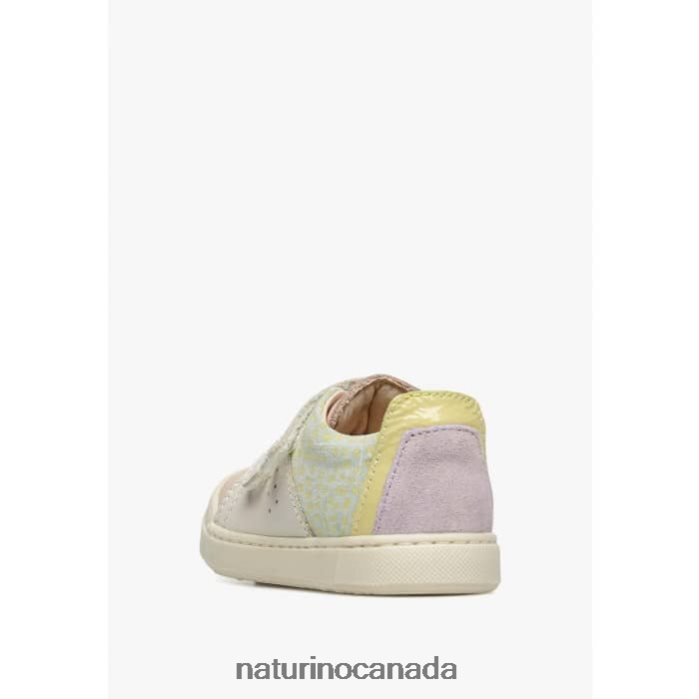 Kids TRAJAN VL Z2N0TL398 Naturino Leather and Suede Sneakers Pink-Cream