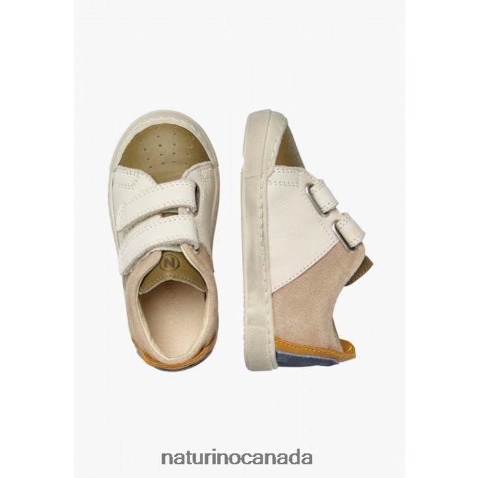 Kids TRAJAN VL Z2N0TL496 Naturino Leather and Suede Sneakers Dove Grey