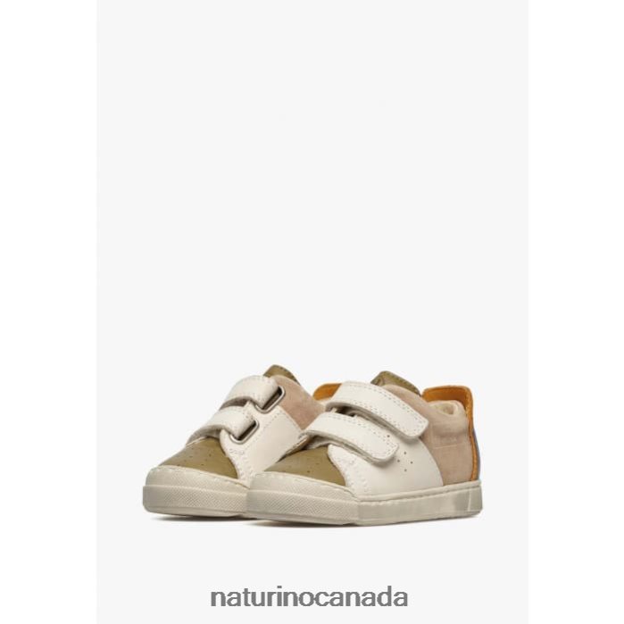 Kids TRAJAN VL Z2N0TL496 Naturino Leather and Suede Sneakers Dove Grey