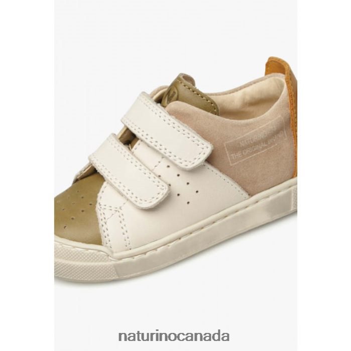 Kids TRAJAN VL Z2N0TL496 Naturino Leather and Suede Sneakers Dove Grey