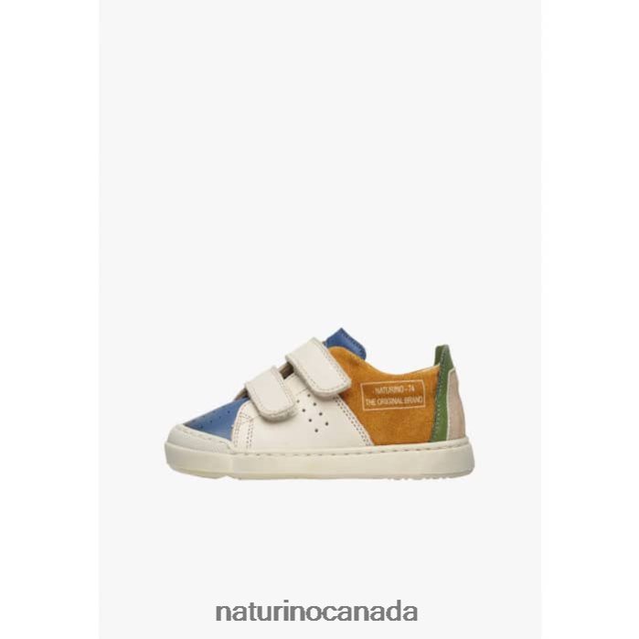Kids TRAJAN VL Z2N0TL499 Naturino Leather and Suede Sneakers Blue-Cognac