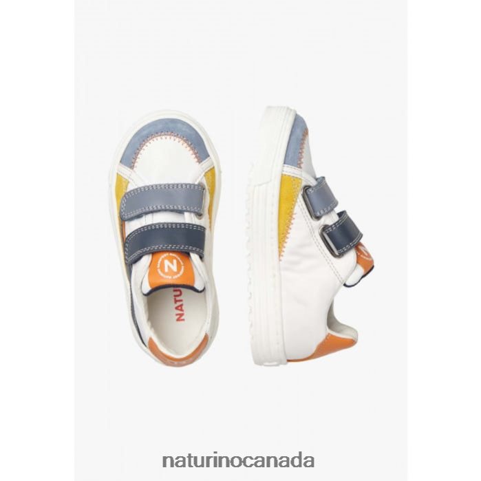 Kids WAVE VL. Z2N0TL444 Naturino Leather and Fabric Sneakers Blue-White