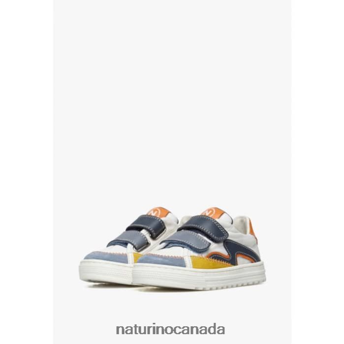 Kids WAVE VL. Z2N0TL444 Naturino Leather and Fabric Sneakers Blue-White