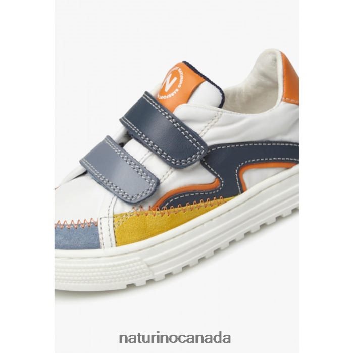 Kids WAVE VL. Z2N0TL444 Naturino Leather and Fabric Sneakers Blue-White