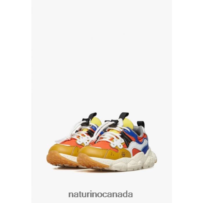 Kids YAMANO 3 JUNIOR. Z2N0TL33 Naturino Eco Leather and Technical Fabric Sneakers Orange