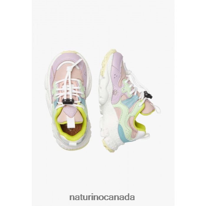 Kids YAMANO 3 JUNIOR. Z2N0TL35 Naturino Eco Leather and Technical Fabric Sneakers Lilac-Green