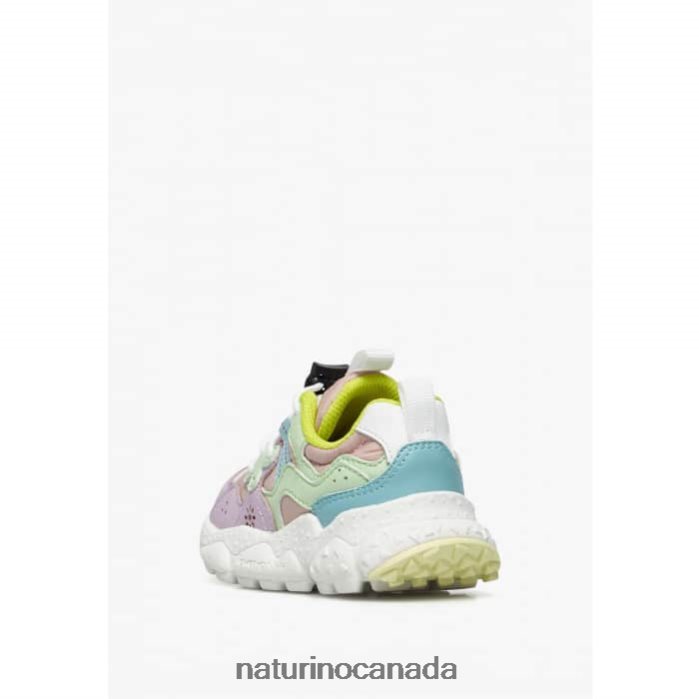 Kids YAMANO 3 JUNIOR. Z2N0TL35 Naturino Eco Leather and Technical Fabric Sneakers Lilac-Green