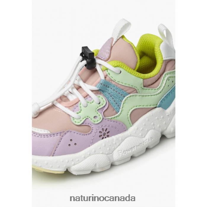 Kids YAMANO 3 JUNIOR. Z2N0TL35 Naturino Eco Leather and Technical Fabric Sneakers Lilac-Green