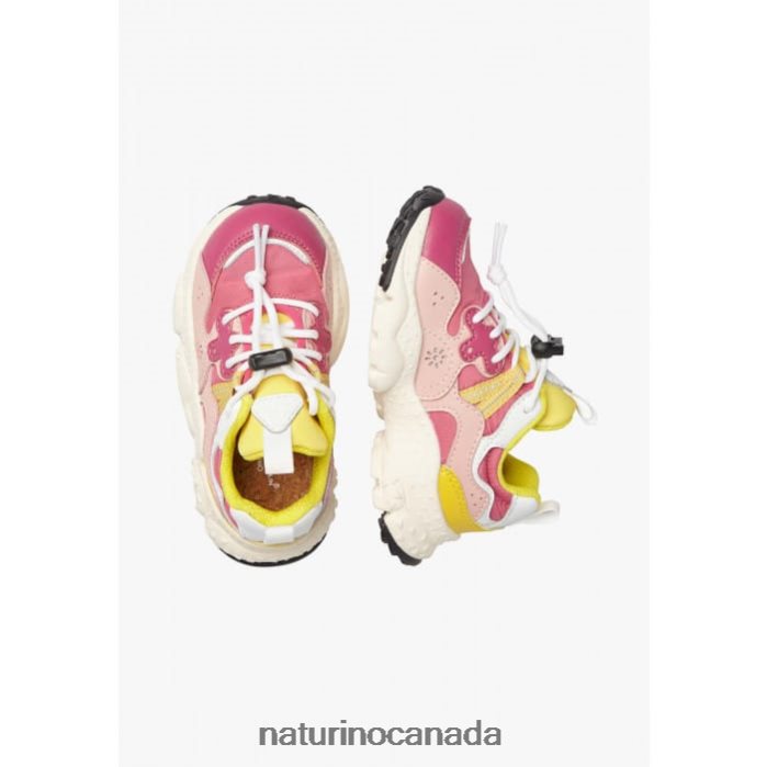 Kids YAMANO 3 JUNIOR. Z2N0TL36 Naturino Eco Leather and Technical Fabric Sneakers Fuchsia