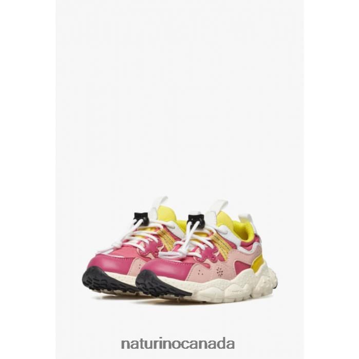 Kids YAMANO 3 JUNIOR. Z2N0TL36 Naturino Eco Leather and Technical Fabric Sneakers Fuchsia