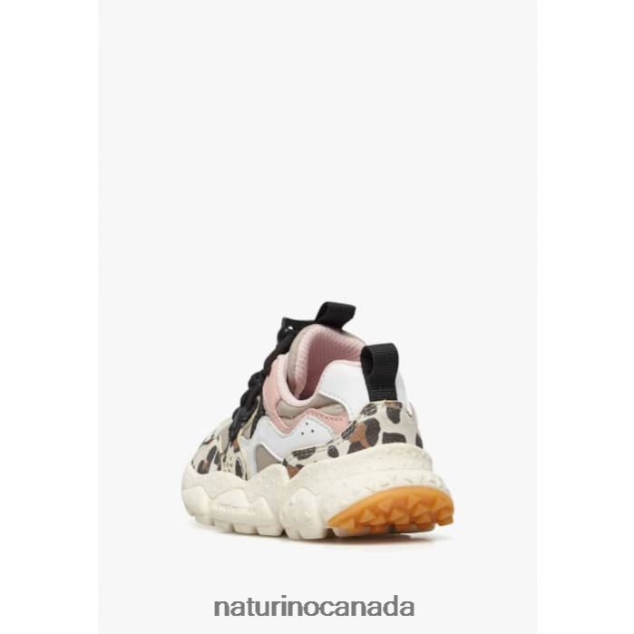 Kids YAMANO 3 JUNIOR. Z2N0TL37 Naturino Faux Leather and Technical Fabric Sneakers Beige-White