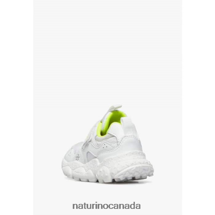 Kids YAMANO 3 VL JUNIOR. Z2N0TL41 Naturino Faux Leather and Technical Fabric Sneakers White-Fluo Yellow