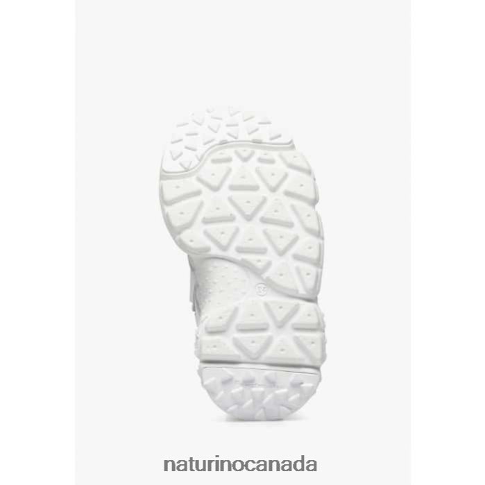 Kids YAMANO 3 VL JUNIOR. Z2N0TL41 Naturino Faux Leather and Technical Fabric Sneakers White-Fluo Yellow