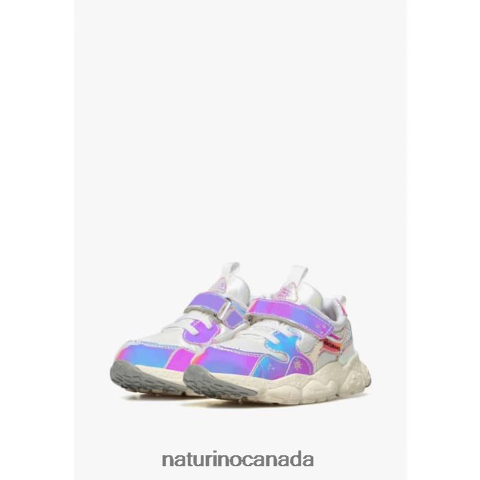 Kids YAMANO 3 VL JUNIOR. Z2N0TL43 Naturino Faux Leather and Technical Fabric Sneakers Light Blue-Lilac